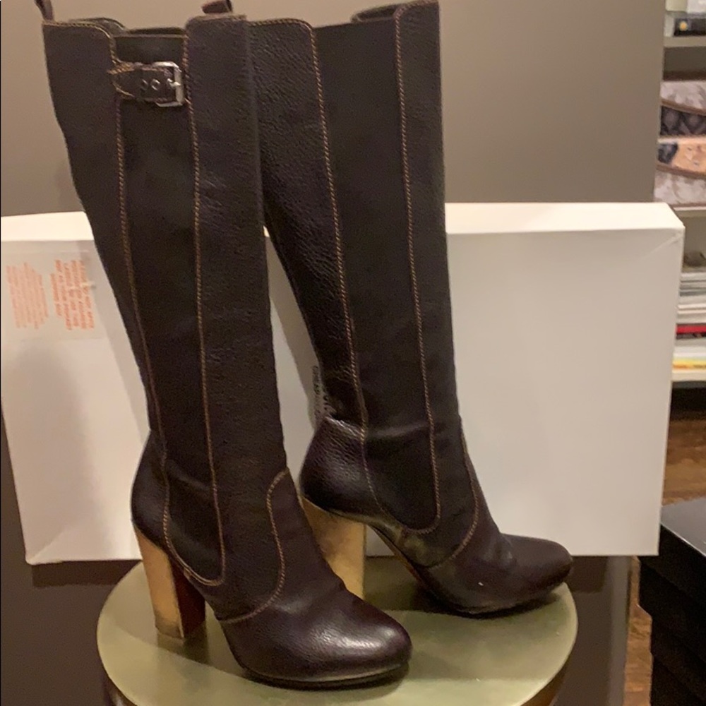 Moschino tall brown leather boot